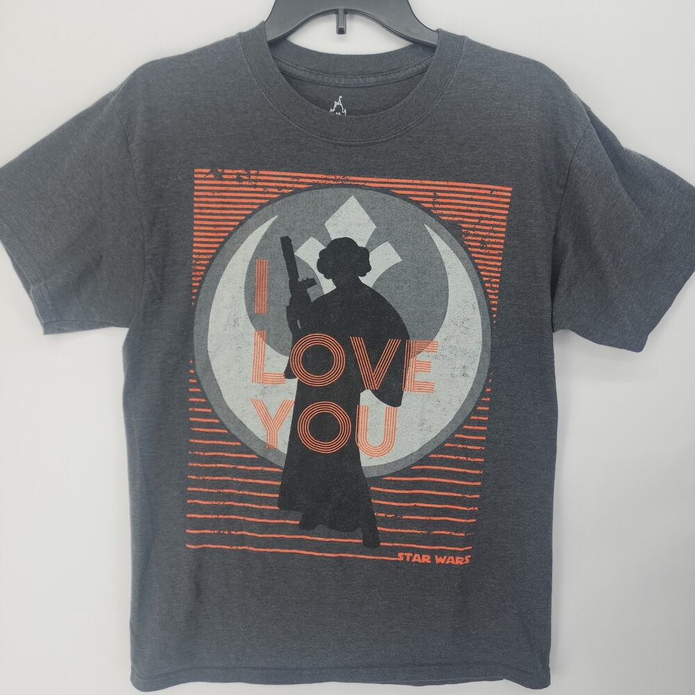 Star Wars Han Solo Rebel Alliance Love You Graphic Tee Heather Charcoal M